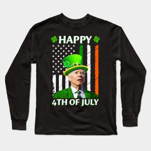 Merry 4th of Patricks Day Funny Joe Biden Long Sleeve T-Shirt